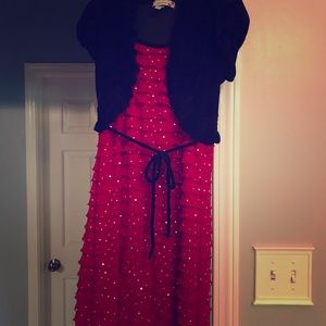Glitter-embellished Red dressy dress for Girls